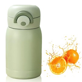DDUP Small Water Bottle 350ml, Mini Lightweight Flask for Hot and Cold Drinks, One-Hand Open, Leak-Proof Lid, Secure Lock, Dishwasher Safe, Portable (Green/350ml)