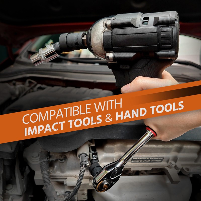 1/4”,3/8”,1/2” Impact Swivel Socket Set,with Socket Holder Keychains