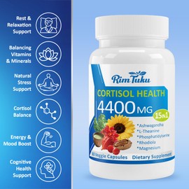 RimTuku Cortisol Supplements for Women & Men -15-in-1 Cortisol Detox for Women, Cortisol Manager & Reducer with Ashwagandha, Rhodiola Rosea Supports Stress Relief, Adrenal Balance, 120 Capsules