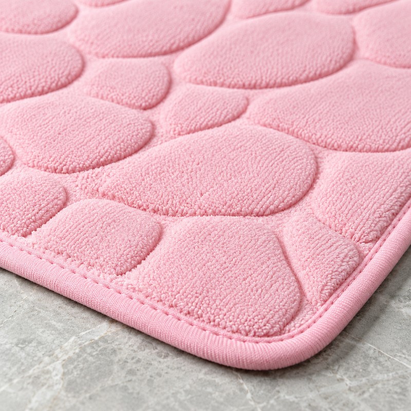 Embossed Pebble Microfiber Bath Mat with Anti-Slip Backing, Soft Floor
