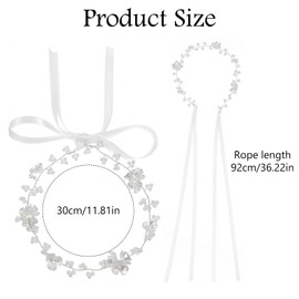 Nogeqi Flower Girl Headpiece Pearl Headpiece for Women and Girls Flower Girl Crown White Wedding Princess Headband Bridal Hair Accessories for Birthday Party First Communion