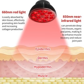 Aumtrly Red Light Therapy Bulb, Red Light Therapy for Body and Face Use, 18 LEDs 660nm Red and 850nm Near Infrared Red Light Therapy Lamp Suitable E26 Socket (Only Bulb)