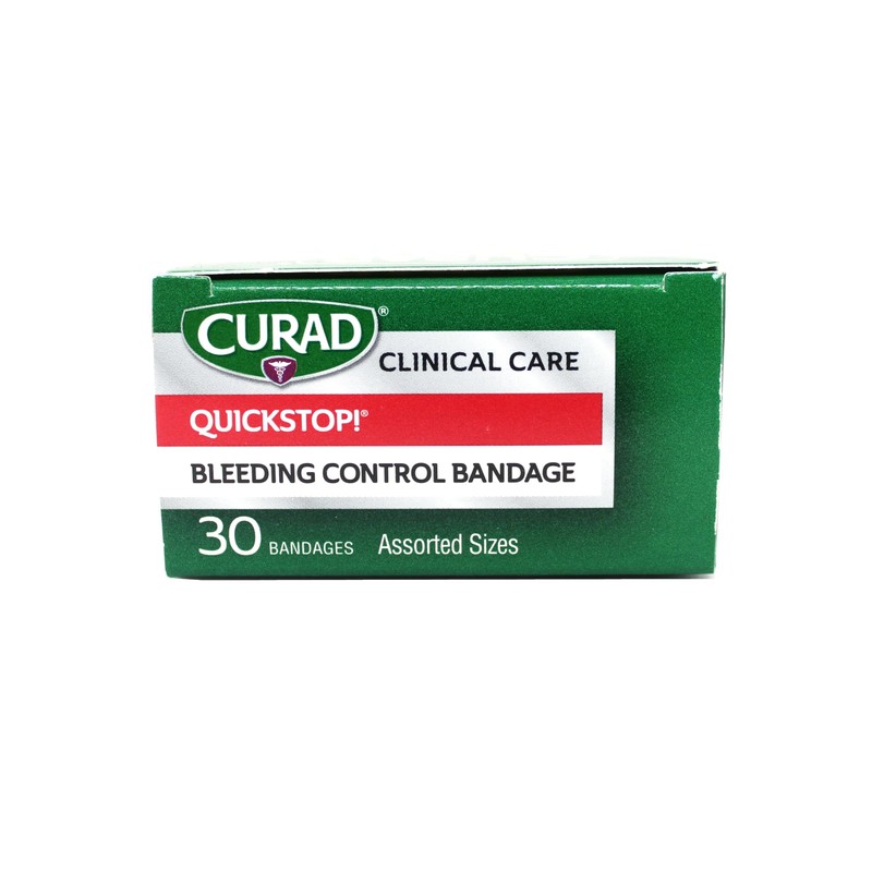 Curad Quickstop Instant Clotting Technology Flex-Fabric Bandages, Assorted Size, 30