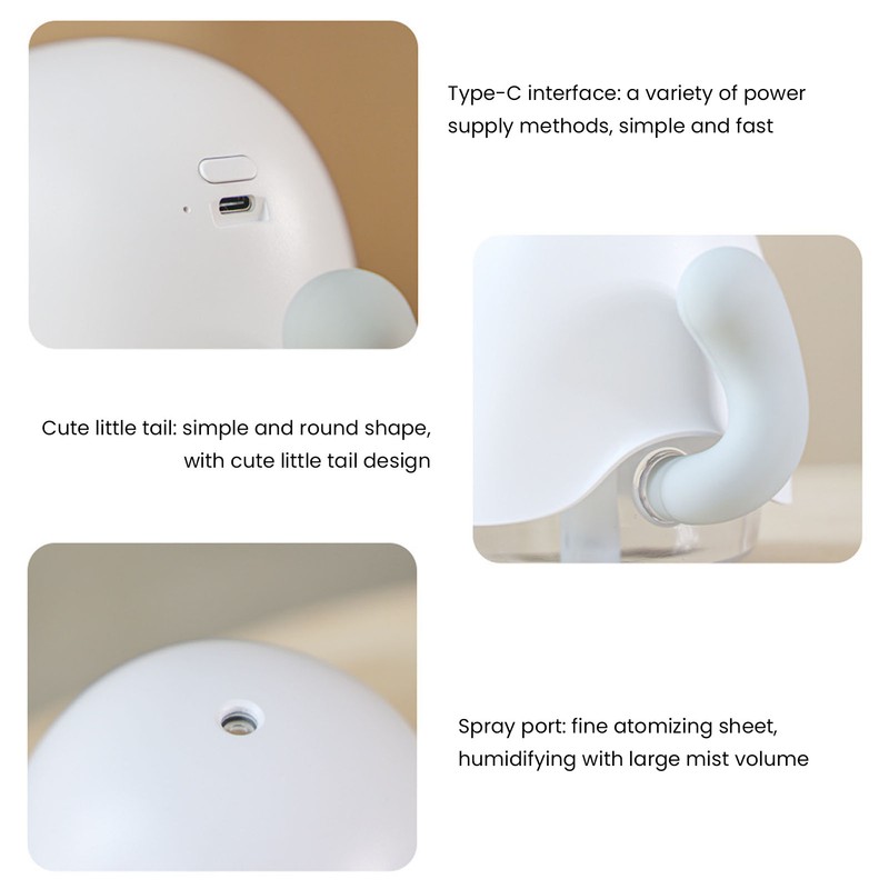 450ml Mini Air Humidifier Moving Tail Shaped USB Portable Humidifier