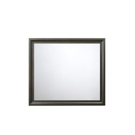 Soteris Antique Gray Finish Mirror - Beveled Edge, Timeless Wooden Frame, Decorative Accent for Entryway, Living Room & Bedroom