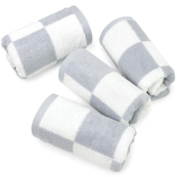 Jacquotha 4-Piece Hand Towels Soft & Quick-Drying, 13"x29" Checkered Bathroom