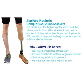 JianiMed Prosthetic Stump Shrinkers–Below Knee, 50cm, Compression, Amputee Socks, 20-30, Daily use, Taiwan Excellence 4XL