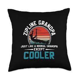 Zipliner Gift Ideas For Zipline Grandpa Vintage Men Grandfather Ziplining Throw Pillow, 18x18, Multicolor
