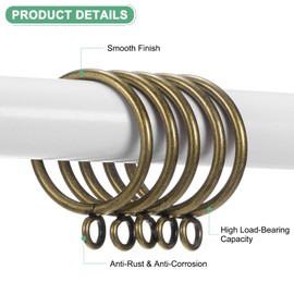 M METERXITY Pack of 30 Green Bronze Curtain Rings with Eyelets, Rustproof Metal Rings for Curtain Rod, Drapery Rings with 1.5" Inner Diameter for Drapes, Hats, Towels