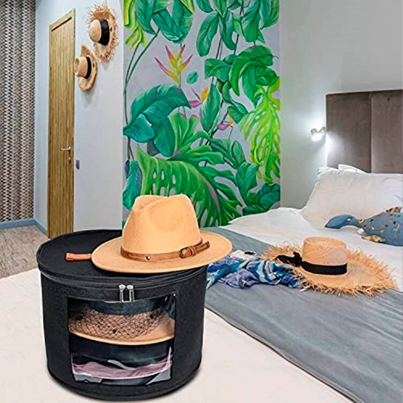 DYOUen Hat Boxes Hat Storage Box Felt Round Hat Box