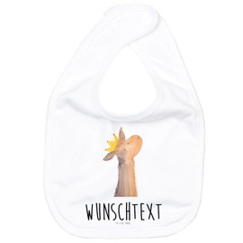 Mr. & Mrs. Panda Personalisiertes Babylätzchen Lamakopf König - Personalisierte Geschenke, Chef, Personalisiertes Klettlätzchen, Alpaka, Spucktuch