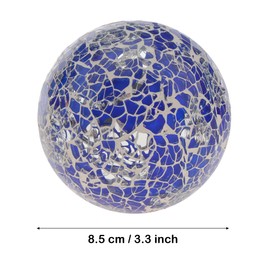 Quancru 3pcs 3.3 Inch Glass Mosaic Decorative Balls Solid Crackl Sphere Orbs Home Decor DIY Vases Wedding Christmas Party Dining Table Ornaments - Blue Rose