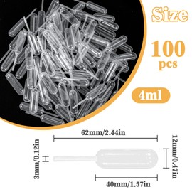 MAQIHAN 100 Plastic Pipettes Dropper for Cupcakes - 4ml Disposable Cupcake Pipettes Cupcake Injector Mini Pipettes Pippets Disposable Droppers Pipets Liquor Alcohol Infuser Small Strawberry Pippettes