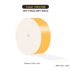 Weather Stripping Door Seal Strip,Foam Weather Stripping,Strong Adhesive,Weatherproof, Reduce Noise, Gap Filler, Foam Insulation Tape for Doors and Windows (White,2 in x 1/8 in x 15Ft)