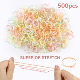 500 Pcs ice cream colors Thin Hair Elastics, Small Elastic Bands for Girls Hair, Mini Rubber Bands for Kids Braids & Wedding Hairstyles, Strong Hold Hair Bands