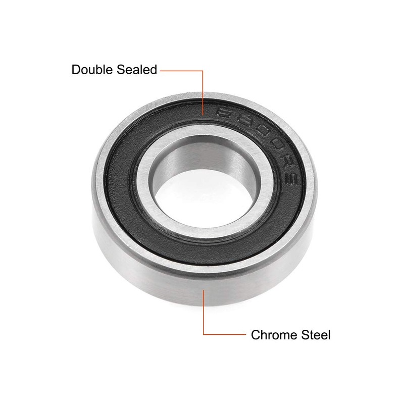 sourcing map 6800-2RS Deep Groove Ball Bearing 10x19x5mm Double Sealed