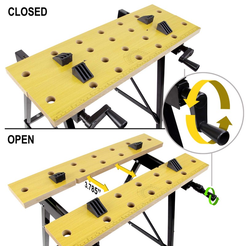 Work-It! Portable Workbench, Folding Carpenter Saw Table with Adjustable Clamps
