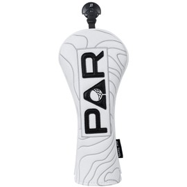 Golf Club Head covers Hybrid Utility Rescue with Interchangeable Number Tag 23456 UT Elastic Closure White PU Leather Black PAR Pattern