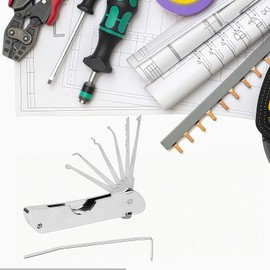 7in1 Lock Picking Kit Portable Folding Tool,Lock Picking Kit,Stainless Steel Single Hook Picks Locksmith Repairing Tools,Portable Folding Lo-ck Pick-ings K-it,Lo-ck Pi-ck