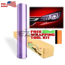 EZAUTO WRAP Free Tool Kit 12"x360" (1FT x 30FT) Glossy Purple 12000k Headlight Taillight Fog Light Side Marker Vinyl Tint Film Self Adhesive