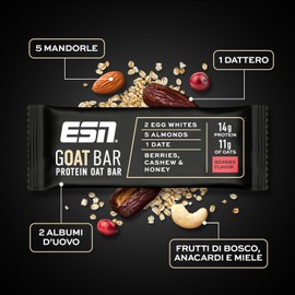 Barretta ESN GOAT, Salty Peanut, 12 x 55 g, barretta proteica all'avena, snack energetico ad alto contenuto di fibre, 14 g di proteine e 11 g di avena, dolcificata con datteri e miele