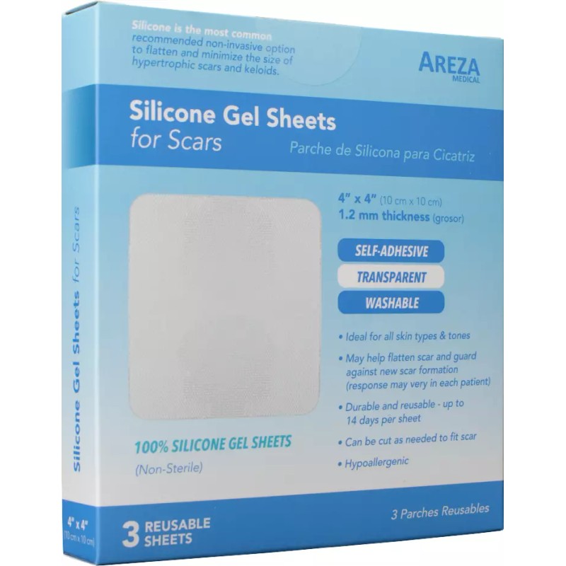 Areza Silicone Gel Sheet for Scars 4" x 4" (3