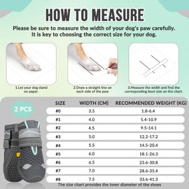SlowTon Dog Shoes Paw Protection, Pack of 2 Breathable Dog Shoes Outdoor with Non-Slip Sole, Adjustable Reflective Velcro Dog Boots for Small, Medium and Large Dogs