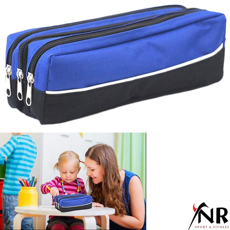 YNR Arpan Triple Pocket Zip Fabric Pencil Case Pouch -