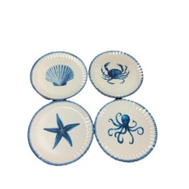 Sigrid Olsen Set of 4 Melamine Appetizer Plates, Ocean Life