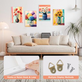 DOMROM Paint by Numbers Adults, Set of 4 Paint by Numbers with Frame, Colourful, Sunflower, Hydrangea, Daisy, Paint by Numbers, Adults, Hand-Painted Acrylic Oil Canvas Frame, Painting Set (20 x 30 cm)