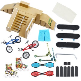 PLSOPPKG Skate Park Kit Ramp Parts for Finger Skateboard Park Kit Part Training Props with Finger Skateboards Finger Bikes Skates and Scooters and More (5 Parts)
