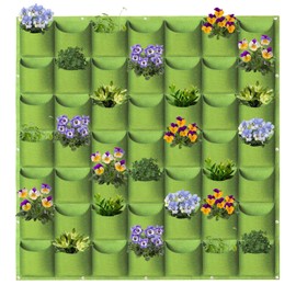 AkiiGer Wall Planting Bags, 49 Pockets Hanging Planting Grow Bags, Living Wall Planter, Vertical Planter, Wall Grow Bags for Home Office Balcony Wall Decor, Green