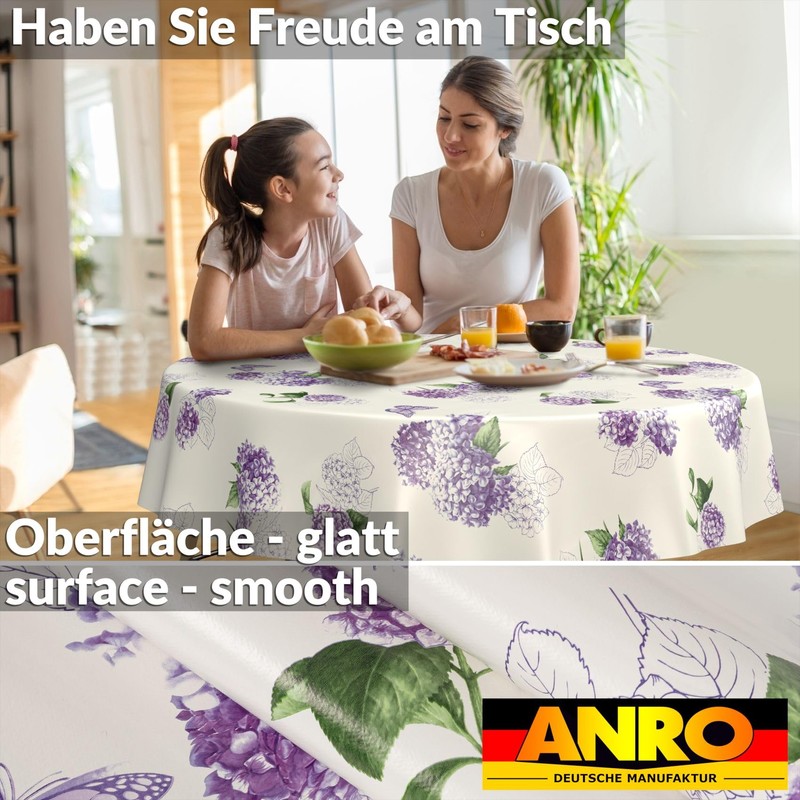ANRO Oilcloth tablecloth, wax tablecloth, washable garden tablecloth, round, oval,