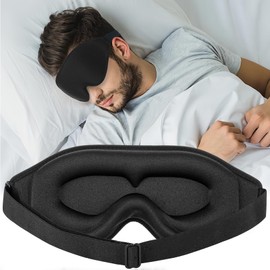 Sleep Mask for Women Men 3D Contoured Cup No Pressure Eye Mask for Sleeping Adjustable Soft Night Blindfold Eye Cover (Black)