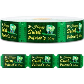 1000 Pieces St. Patrick's Day Green Raffle Tickets Single Roll Carnival Tickets Green Hat Tickets Decorations for St. Patrick's Theme Party Events Games Concert