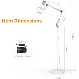 LEPOWER Floor Lamp, Swing Arm Floor Standing Lamp, Industrial Floor Lamp with Heavy Meta