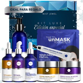 MIST JEWEL Kit Facial Edicin especial skincare exclusivo temporada Regalos Cremas da y noche, 3 Serum, limpiador facial y crema contorno de ojos...   