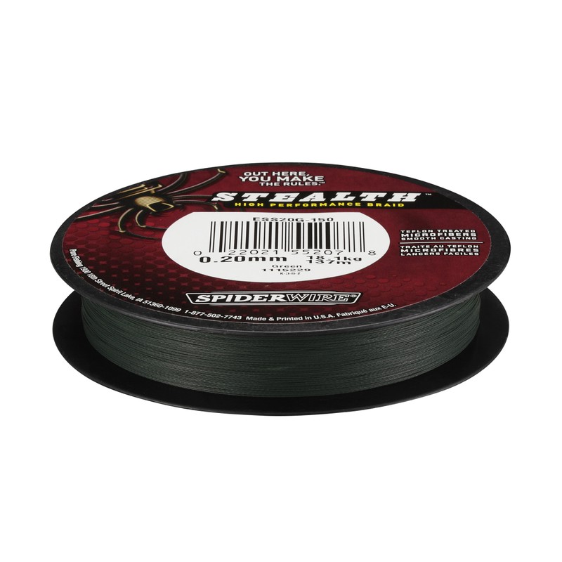 Spider STEALTH Linea Stealth Trenzada, 50 Lbs/125 Yds, 0.014", verde