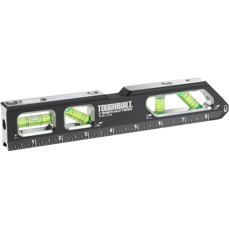 ToughBuilt – 9" Magnetic Billet Torpedo Level, Precision Machined Aluminum