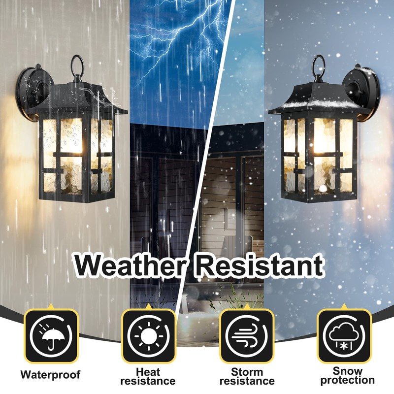 OKELI Dusk to Dawn Outdoor Wall Lights, Exterior Waterproof Lantern,