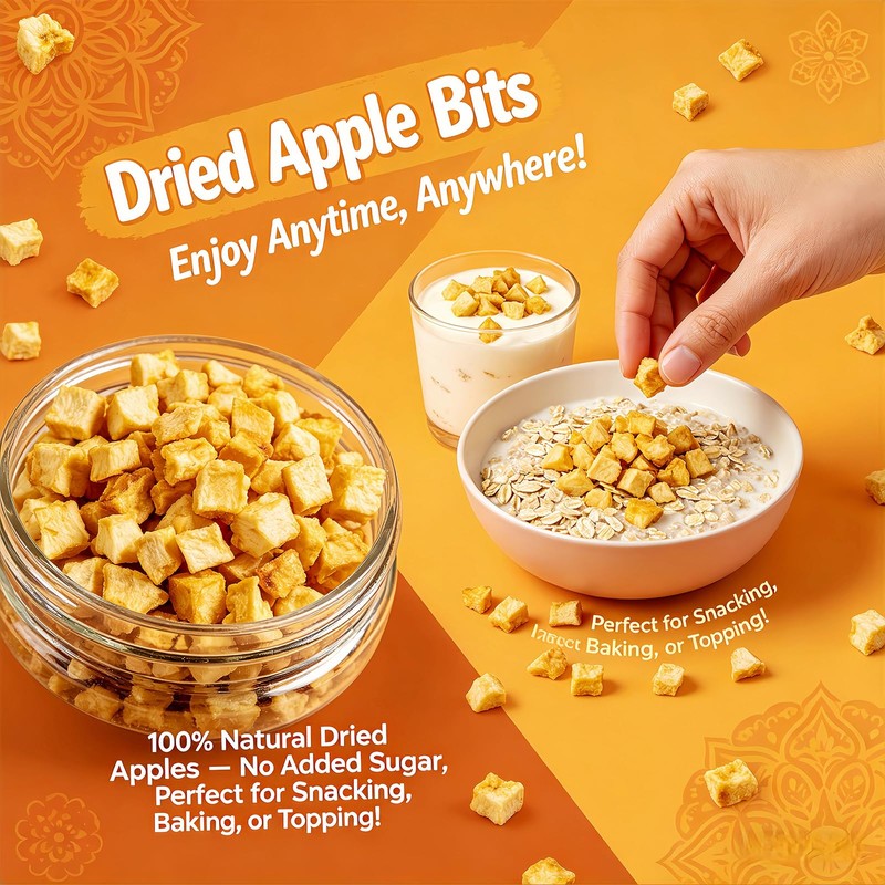 13.4oz Crispy Dehydrated Apple Dices - One Ingredient, Just Apples