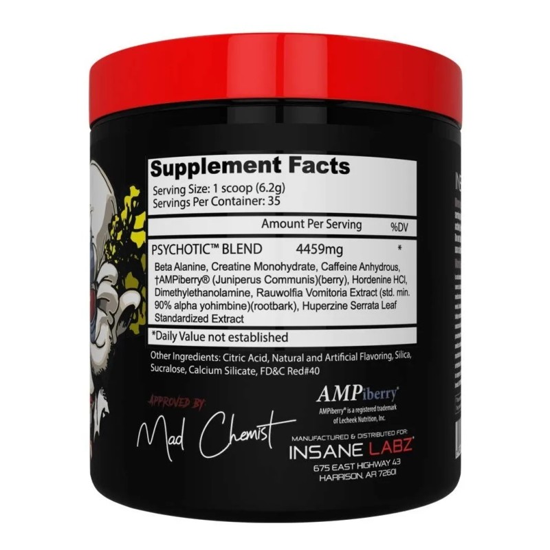Suplemento en polvo Insane Labz PRE-WORKOUT Psychotic Blend sabor uva