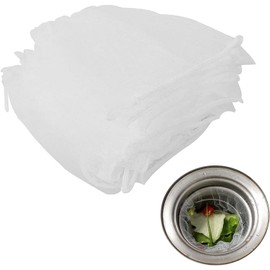 Pack of 200 White Sink Filter Bag, Elastic Sink Strainer Bag, Polyester Fibre Kitchen Sink Strainer Bag, Stretchy Drain Strainer Net with Small Mesh, for Kitchen, Bathroom, Filtering Dirt, Hair