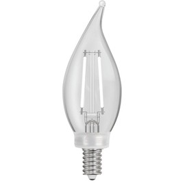 Feit Electric BPCFC60927CAWFIL/4 Soft White Flame Tip Exposed White Filament LED Bulb, Box of 4 Bulbs; 5.5W; 60W Equivalent; E12 Base; 2700K; 90 CRI; 500 Lumen; Glass Lens; 15000 Life Hours