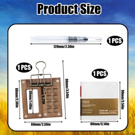 YceLon Tobios Pocket 4-Piece Mini Watercolour Set with 8 Grid Wooden Palette, Clip, Brush and Sketchbook, Compact and Portable for Travel and Outdoor Painting