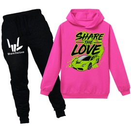 RoMuka Youth Share The Love Hoodie And Fans Sharer Sweatpants Suit Hooded Sweatshirts for Boys Girls, Share the Love 4, Medium
