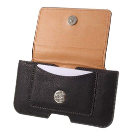 DFV mobile - Leather Horizontal Belt Clip Case with Card Holder for BLU Dash 3.5 D160 - Black