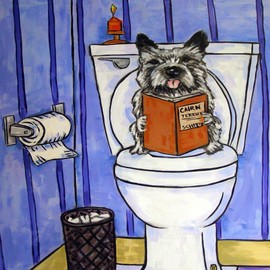 Cairn Terrier in the Bathroom dog art tile coaster gift