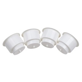 Manumarine White Plastic Cup Drink Holder Insert with Drain for Marine Boat RV Camper (4 pcs)