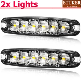 ETUKER 2 x 6 LEDs Front Flasher Orange 12/24 V Strobe Camera Rear Warning System for Truck Tractor